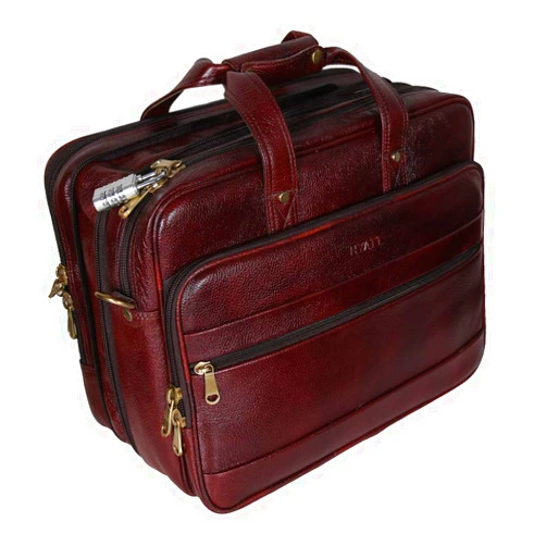 HYATT Leather Accessories 16 Inch Brown Leather Laptop Briefcase Office Bags for Men