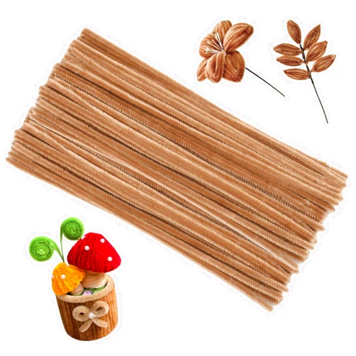 ZXIIXZ Pipe Cleaners, 100Pcs Chenille Stems Pipe Cleaners Craft, Creative Craft Pipe Cleaners, Crafting Supplies for Festivals Flower Making, DIY Home Decorations/Light Brown