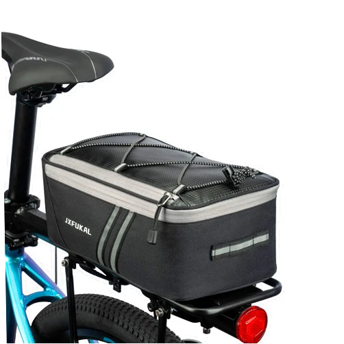 JXFUKAL Rear Bike Rack Bag with Rain Cover, 7L/9L/10L/12L Waterproof Bicycle Ebike Saddle Bag Cycling Pannier Trunk Carrier with Reflector & Adjustable Cord for Commuter Travel Outdoor