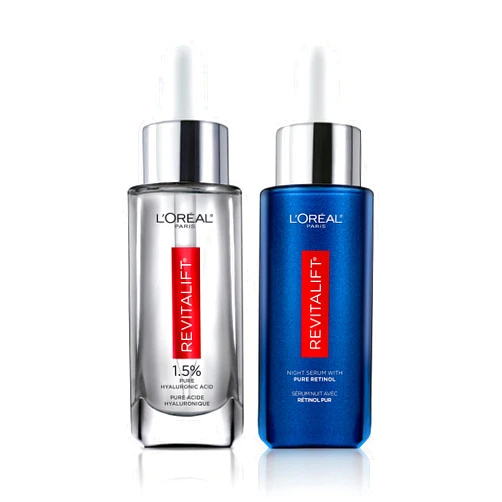 L'Oreal Paris Revitalift 1.5% Pure Hyaluronic Acid Face Serum + 0.3% Pure Retinol Night Serum, 1 kit