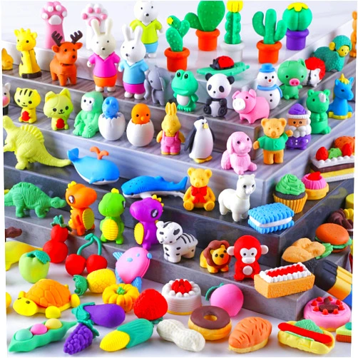 BESTWELL 100 Pack Animal Erasers for Kids, Desk Pets for Kids Classroom, 3D Bulk Mini Puzzle Pencil Eraser, Cute erasers for Classroom Rewards and Prizes, Novelty Fun Party Favors Gift Back to School Supplies