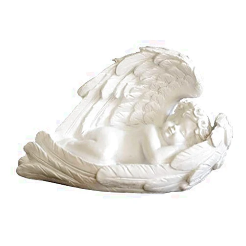 KiaoTime Sleeping Baby Angel Garden Statue Cherub In Wings Feathers Statue Figurine Indoor Outdoor Guardian Home Garden Angel Sculpture Statuette Shelf Sitter Angel Collection Angel Wings Memorial Angel Statue