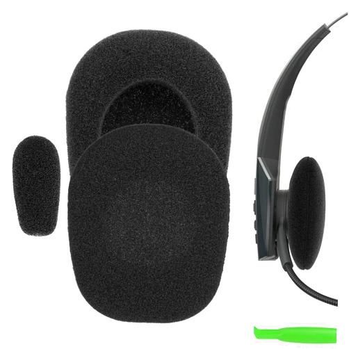 Geekria Comfort Foam Ear Pads Compatible with BlueParrott B350-XT (204260) Headphones, Replacement Cushions with Mic Windscreen Cover (Black)