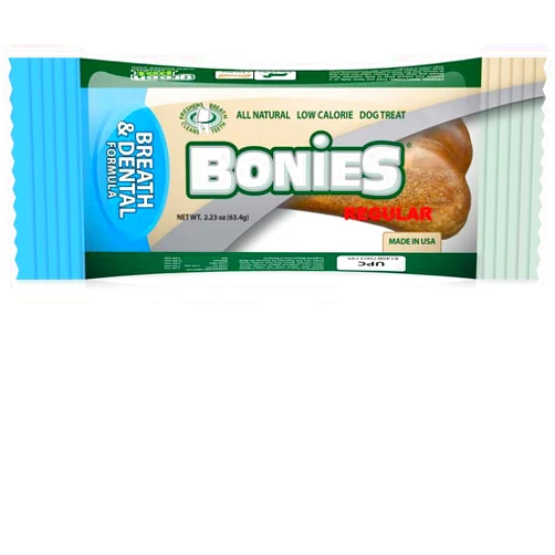 Pet Health Solutions BONIES Breath and Dental Treats for Dogs, Peppermint & Parsley, Maintain Fresh Breath & Clean Teeth, Low Calories - Chicken Flavor, Large, Single Bone