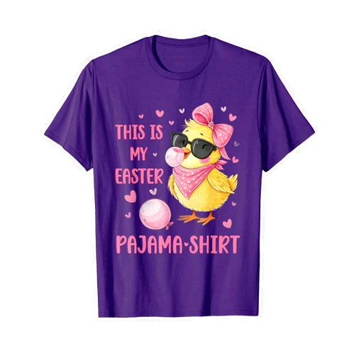 This is My Easter Shirt Cute Chick Women Kids Girl This is My Easter Pajama Shirt Adult Kids Funny Easter Bow T-Shirt