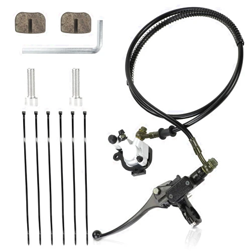 SENJWARM Upgraded Hydraulic Brake System Hand Brake Master Cylinder Caliper with Brake Pad Assembly 50 Inch Hose for 98cc 3.0HP Baja Hensim Doodle Bug DB30 Mini Bike Parts