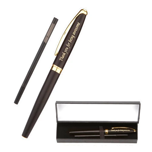 MRSLYFQH Black Ballpoint Pen with Thank You Message, Engraved, for Boss, Teacher, Co-worker, Friend, Nurse, and More