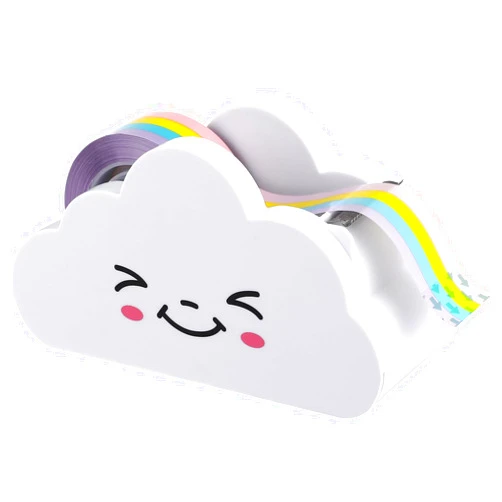 Choisyin Tape Dispenser Cute, Kids Tape Dispenser Desk Clear Tape Dispenser with Rainbow Tape Funny Cloud Packaging Wrapping Tape Dispenser Holder for School Office Stationery Supply Crafts Arts