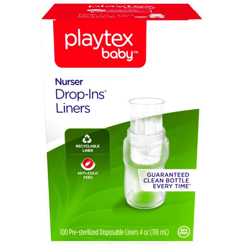 Playtex Baby Nurser Pre-Sterilized Disposable Bottle Liners, Closer to Breastfeeding, 4 oz, 100 Count