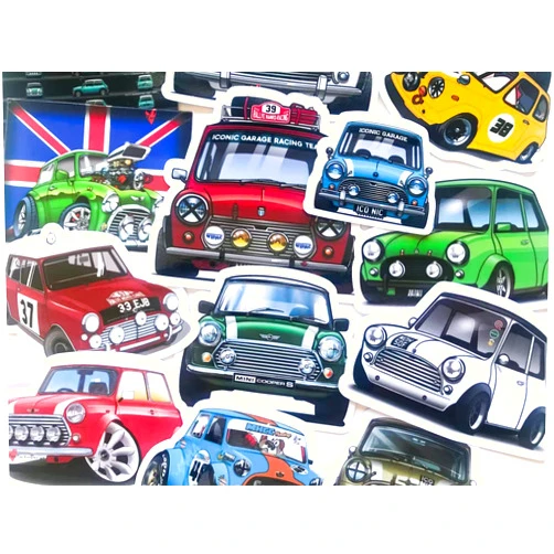 Funfactordesign 19pc Classic British MINI Cooper British Classic legend Sports Cars vinyl decal