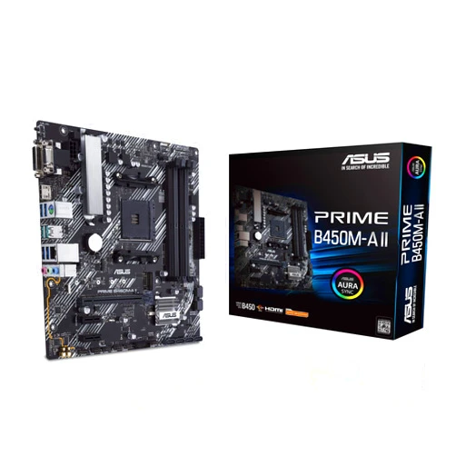 ASUS Prime B450M-A II AMD AM4 (Ryzen 5000, 3rd/2nd/1st Gen Ryzen Micro ATX Motherboard (128GB DDR4, 4400 O.C.), NVMe, HDMI 2.0b/DVI/D-Sub, USB 3.2 2, BIOS Flashback, and Aura Sync)