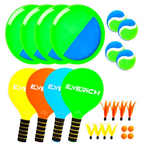 EVERICH TOY Beach Toys Outdoor Games for Kids Ages 3-10-Yard Lawn Games Ball Catch Games Paddle Toss-Upgraded Version Outside Games for Family Boys and Girls Gifts(4 Rackets,4 Balls,1 Bag)