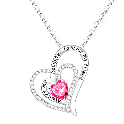 IEFUP Mothers Day Gifts for Mom, Heart Necklace Gifts for Her Sterling Silver Birthstone Pendant Necklace Birthstone Birthday Gifts Mothers Day Gifts for Girls Wife Girlfriend Daughter Jewelry Gifts