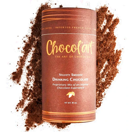 Chocol'art Velvety Smooth Chocolate Hot Cocoa Mix, Premium Rich Chocolate Flavor Made with Imported French Cocoa for Indulgent Drinking - Dairy Free Hot Chocolate, Nut Free, Gluten Free, Non-GMO, 18 oz (1)