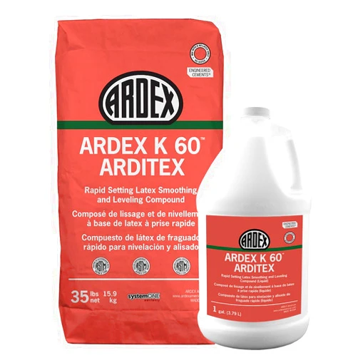 Ardex K 60 Arditex, Rapid Setting Latex Smoothing and Leveling Compound​​​​​​​​​​, Moisture-Resistant Flooring Underlayment with Excellent Adhesion, Powder 35 lbs and Liquid 1 Gal, White