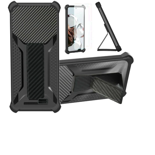 Aroepurt Case for G-Mee Play Phone Case Stand Cover [with Tempered Glass Screen Protector] Hybrid Case [Folding Support Magnetic] [Frosted Anti-Fingerprint] Black