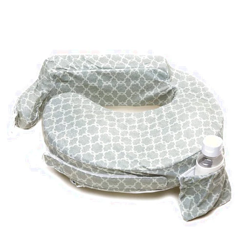 My Brest Friend Nursing Pillow - Deluxe - Enhanced Comfort w/ Slipcover - Ergonomic Breastfeeding Pillow For Ultimate Support For Mom & Baby - Adjustable Pillow W/ Handy Side Pocket, Flower Key Grey