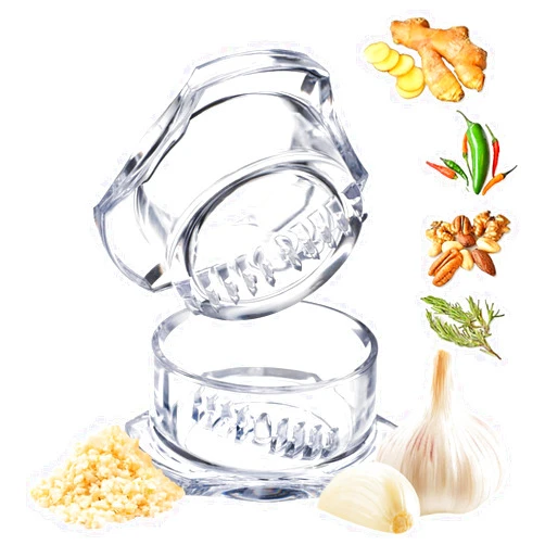 NexTrend Garlic Twister 4th Gen - Ginger, Herb, Nuts & More - Handheld Kitchen Mincer, BPA Free, Dishwasher Safe (Clear)