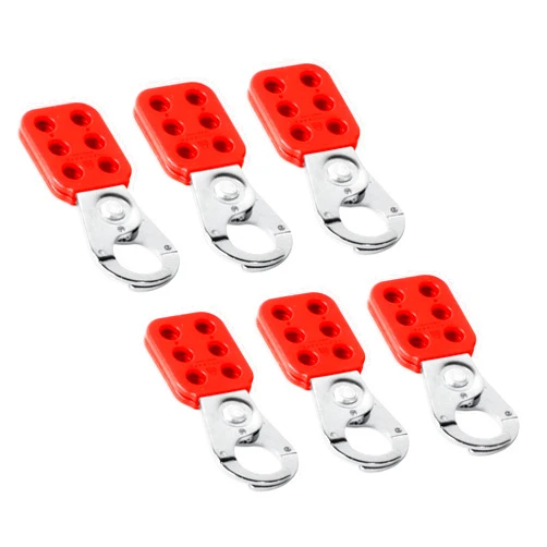 TRADESAFE Lock Out Tag Out Hasp - 1 inch Jaw Diameter Stainless Steel Lockout Hasp, Nylon Handle, Tamper-Proof and Impact-Resistant Loto Hasp, 6 Pack