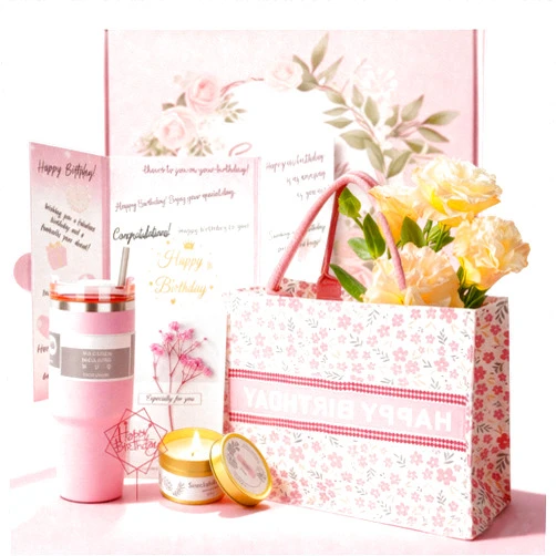 CLTTCLLCT Birthday Party Gifts Set, 31pcs Happy Birthday Gifts for Women, Girl, Daughter and Sister, Funny Birthday Party Decors, Unique Party Basket for Birthdays, Anniversary, Valentine's & Graduation Gift