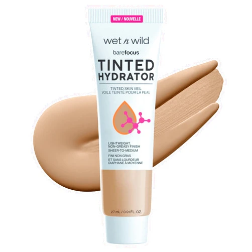 wet n wild Bare Focus Tinted Hydrator Matte Finish, Medium Tan, Oil-Free, Moisturizing Makeup | Hyaluronic Acid | Sheer To Medium Coverage