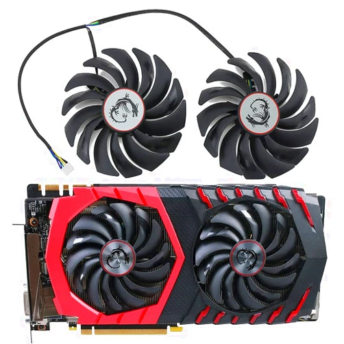 CCBBAA 2PCS PLD10010S12HH DC12V 0.40A 4PIN for MSI RX470 480 570 580 GTX1080Ti 1080 1070 1060 Gaming Graphics Card Cooler Fan