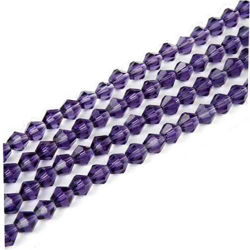 Creative club 5 strands Czech Faceted Bicone Crystal Loose Glass Beads Spacer Bulk 4mm (0.16 Inch) Small Amethyst Purple (435-450pcs) for DIY Jewelry Craft Making CCB427
