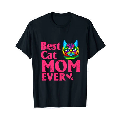 Funny cat lovers shirt with cut colored cat design Vintage Best Cat mom Ever T-Shirt cut colored Cat mommy T-Shirt