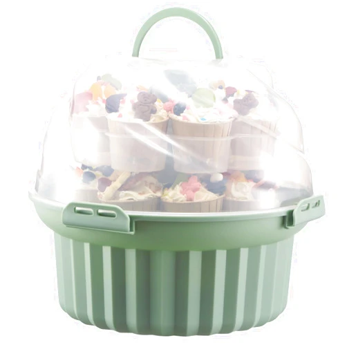 CherHome Cupcake Carrier，Portable Cupcake Carrier Cupcake Holder for 24 Cupcakes，3-Tier Muffin Carrier Cupcake Travel Container Reusable Cupcake Box with Lid and Handle(Cream Green)