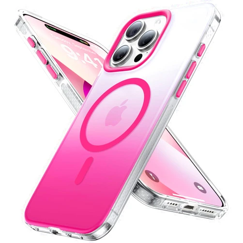 Kocanasi Magnetic for iPhone 14 Pro Max Case [Compatible with MagSafe] [10FT Military Grade Drop Tested] Slim Translucent Matte Case for iPhone 14 Pro Max Phone Case, Gradient Hotpink (6.7