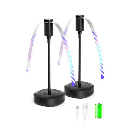 Edvision 2 Pack Food Fan for Table, 2000mAh USB Powered Rechargeable Food Fan, Portable Fan with Flexible Goose-Neck and Soft Blades, Quiet Table Food Spinner for BBQ, Picnic, Patio, Parties, Outdoor