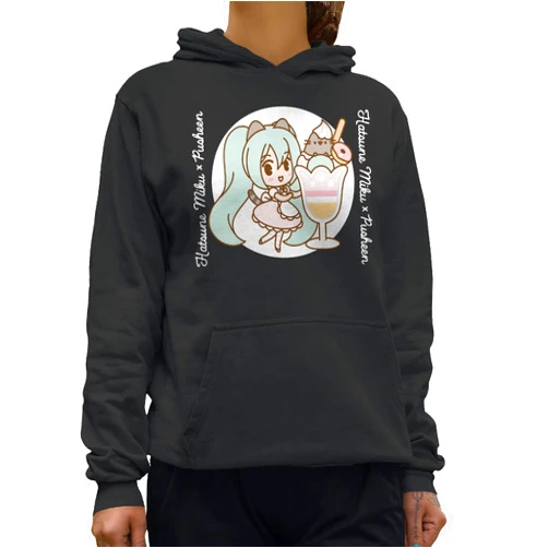 Isaac Morris Limited Pusheen x Hatsune Miku Pusheen In A Cup Unisex Pullover Hoodie