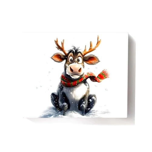 Savannan DIY Paint by Numbers, Christmas Winter Elk Deer Snow Snowflake White Framed Canvas Acrylic Painting Kit Drawing Paintwork for Adults Beginner, 16