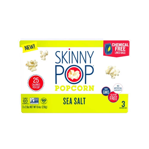 SkinnyPop Microwave Sea Salt Popcorn Bags, Healthy Snacks, 2.8oz Microwavable Bags (Pack of 3) Sea-Salt 2.8 Ounce (Pack of 3)
