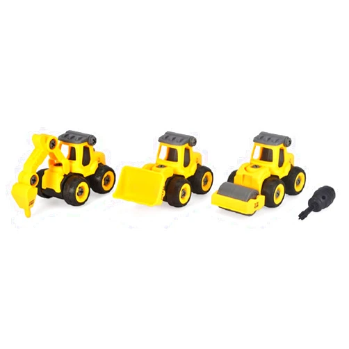 DICKIE TOYS Dickie 203341032 Construction Builder Construction Vehicles 4 Models 13 cm with Screwdriver Included