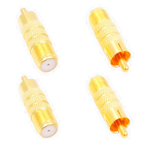 Fancasee 4-Pack Gold Plated 75 Ohm F Type Female to RCA Male Plug Jack Coax Coaxial Connector Adapter for Audio Video Systems