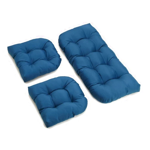 Blazing Needles Twill Settee Group Cushions, Indigo, Set of 3