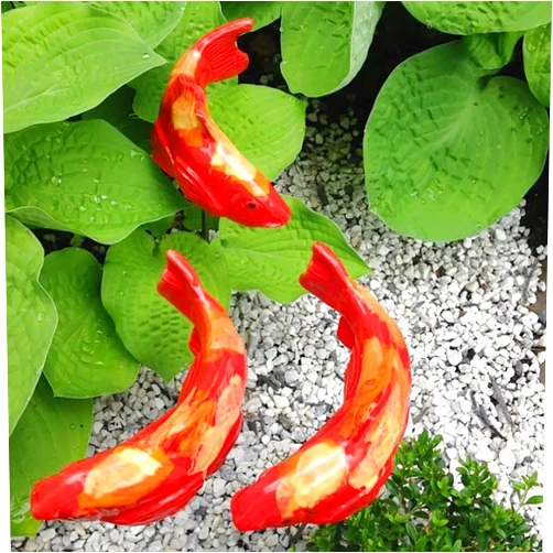 LNATOVI Garden Koi Fish Decor,Resin Fish Sculpture Garden for Outdoors,Patio Decor,Antique Ceramic Koi Fish Garden Statue 7.87'' (Red 1PCS)