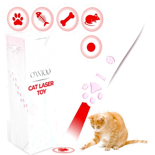 O'ANTOO Cat Toy - Dog Toy | Wall Image Projector | Indoor Interactive Cat Toy with 5 Different Designs | Ideal for Dog, Cat, Kitten, Puppy (White)