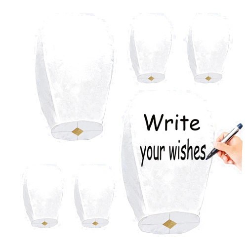 Nufroupel Paper Lanterns to Release&in Memory, 12 Pack White, Chinese Lanterns Easy to Use, Paper Lanterns were The Highlight of Party! Chinese Lanterns for Memory of Family.