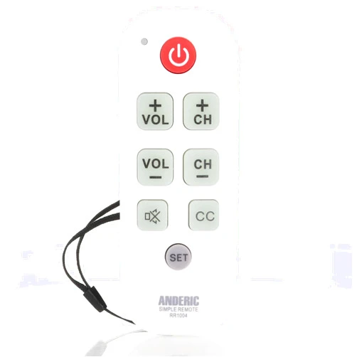 Anderic RR1004 Universal Big Button TV Remote. Easy to Use, Smart TV, Learning, Glow Keys - Television & Cable Box Controller, Perfect for Assisted Living Elderly Care. White TV Remote Control