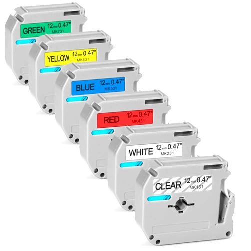 Anycolor 6-Pack Compatible with Brother P Touch M Tape M-231 M-K231 M-K131 431 531 631 731 Label Tape 12mm 0.47 Inch, for Brother PT-M95 PT-70BM PT-90 PT-65 PT-45 Label Maker Refills