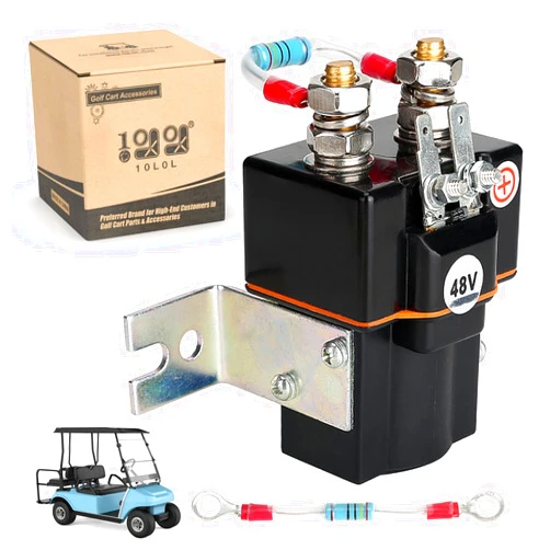 10L0L Golf Cart Solenoid 48 Volt 4 Terminal with Resistor Assembly for Club Car DS 1995-UP & Precedent 2000-UP Electric Vehicles OEM# 101908701 1014947 102774701