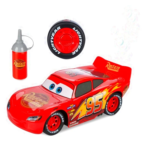 Disney Store Official Lightning McQueen Bubble-Blowing Remote Control Car - 2.4GHZ RC Cars with Bubble Fluid Refill - Toddler Boy Toys Inspired by Pixar's Cars - Light Up Fun for Little Racers