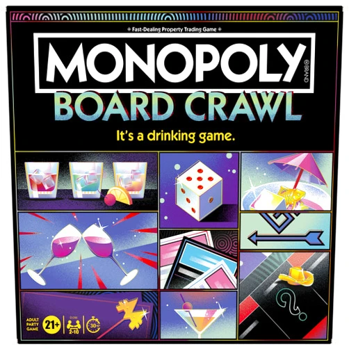 Monopoly Board Crawl Game | Official Monopoly Drinking Game for Adults Only | Ages 21+ | for 2-10 Players | 30 Mins. | Hilarious Adult Party Games