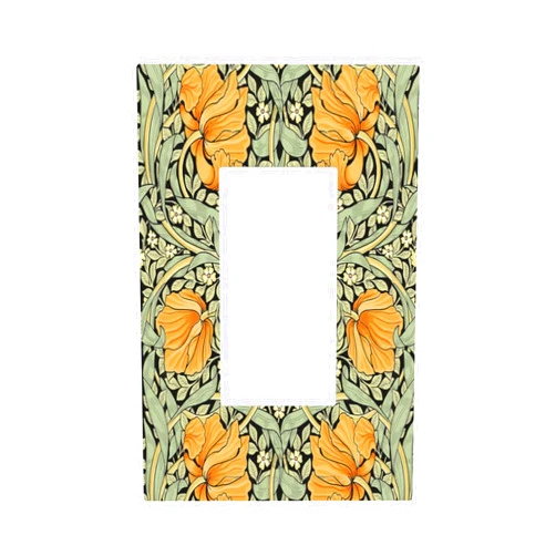Rougui Decorative Outlet Covers Rustic William Morris Green Plant Leaf Yellow Flower 1 Gang Single Decora GFCI Device Light Switch Cover Plate 1 Rocker Wall Plate Jumbo Switch Plate Cover