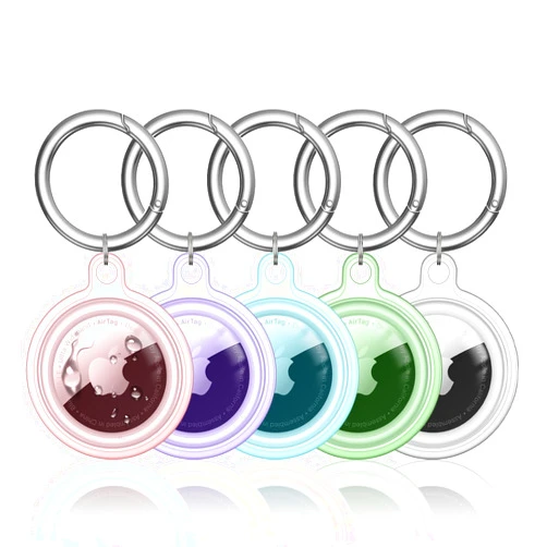 MOLOVA Waterproof Airtag Keychain Air Tag Holder, Protective Tracker Case with Key Ring Tags Chain, Apple Airtags Cases Cover GPS Item Finders Accessories