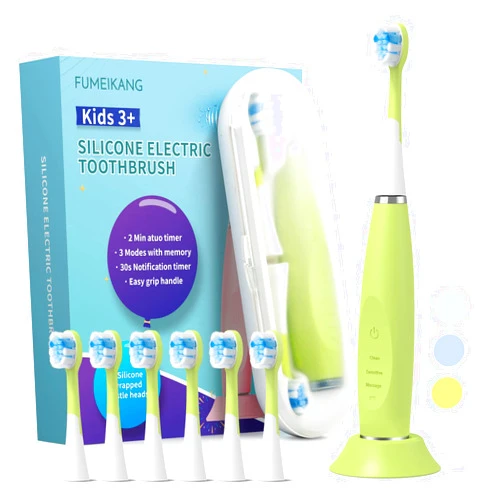 FUMEIKANG Kids Electric Toothbrushes Sonic Rechargeable Tooth Brush Gifts for Boys and Girls Smart Timer Power Toothbrush - Blue 3 4 5 6 7 8 9 10 11 12 (Green)