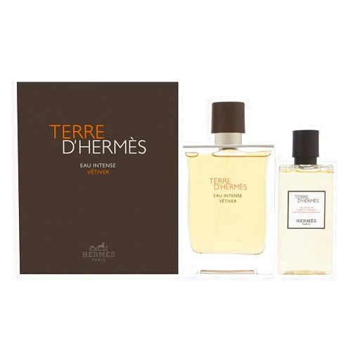 Hermes Terre D'Hermes Eau Intense Vetiver by Hermes for Men 2 Piece Set Includes : 3.3 oz Eau de Parfum Spray + 2.7 oz Hair and Body Gel