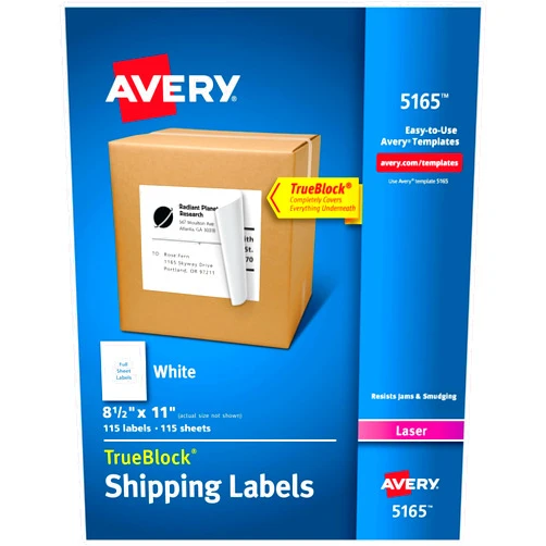 Avery Full Sheet Printable Shipping Labels with TrueBlock Technology, 8-1/2